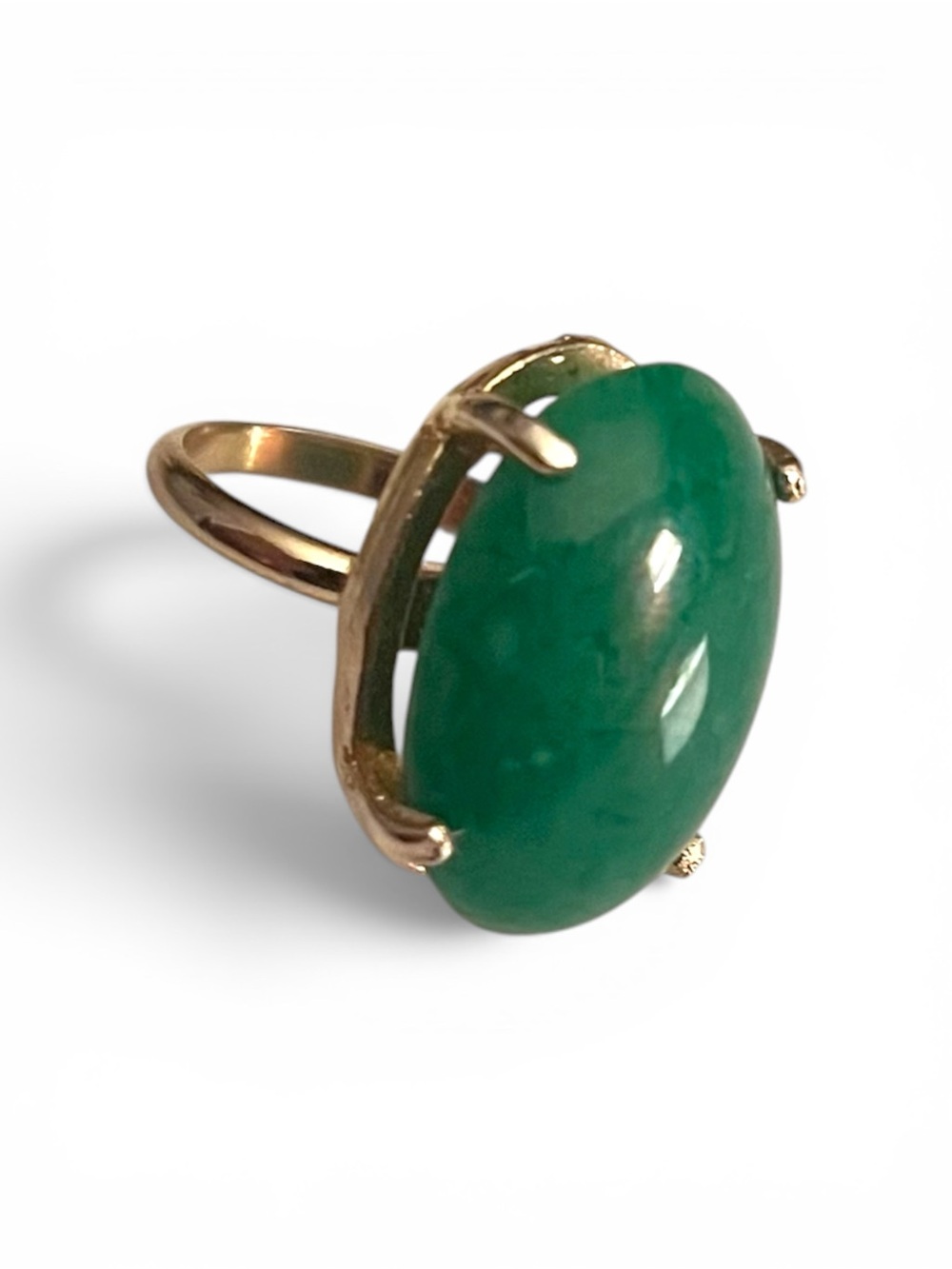Large Green Cabochon Adjustable Ring